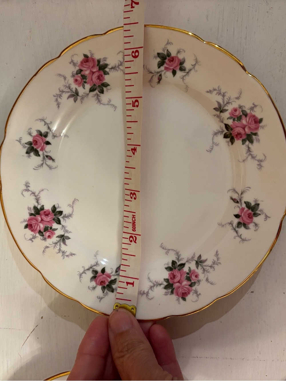Rare 1969 Centenary Dessert China Set of 6 Plates Floral Roses Gold Trim England - Picture 7 of 7